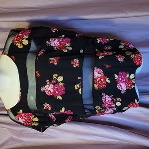 Torrid size 4 floral striped black and pink mesh
